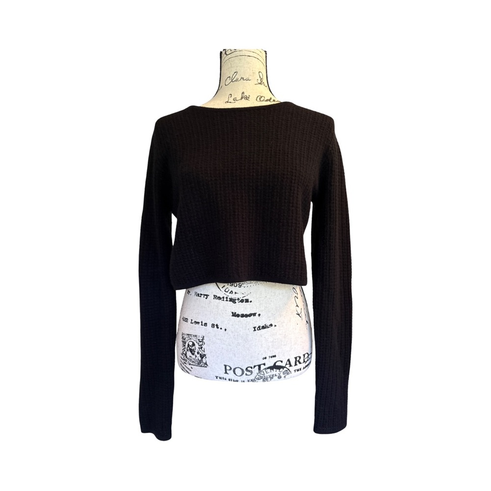 alo yoga Cashmere Plush Waffle Cropped long Sleeve Sweater size S - Picture 5 of 10